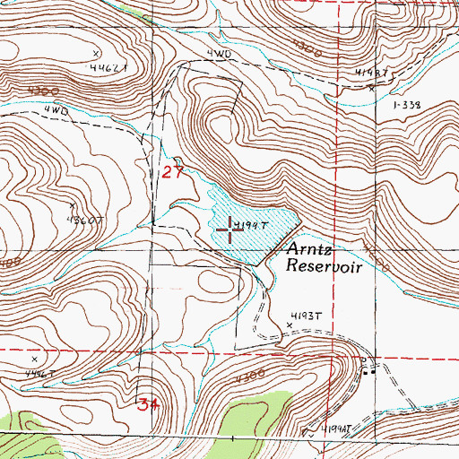 Topographic Map of Arntz Reservoir, OR