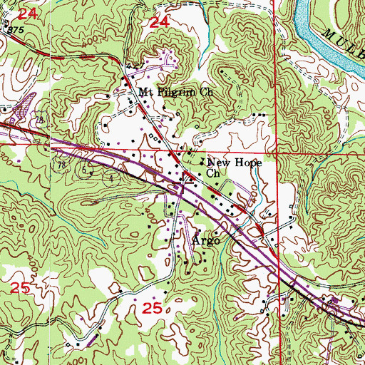 Topographic Map of Argo, AL