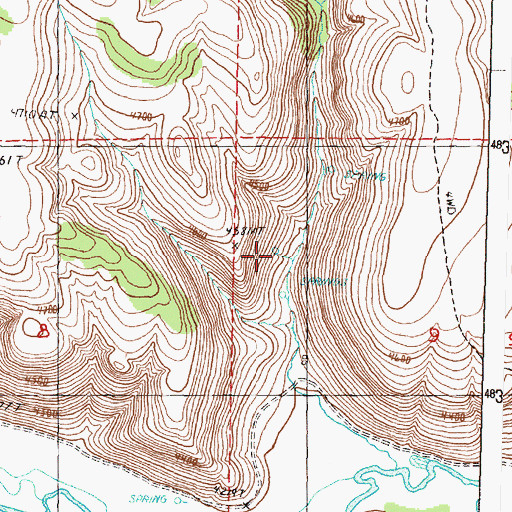 Topographic Map of Parker Springs, OR