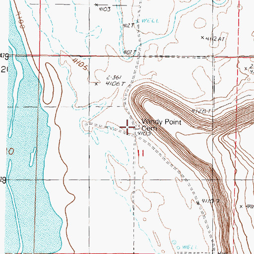 Topographic Map of Windy Point Cemetery, OR