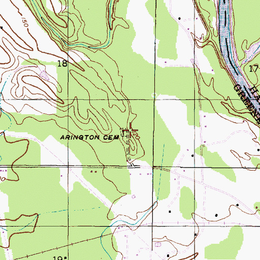 Topographic Map of Arington Cemetery, AL