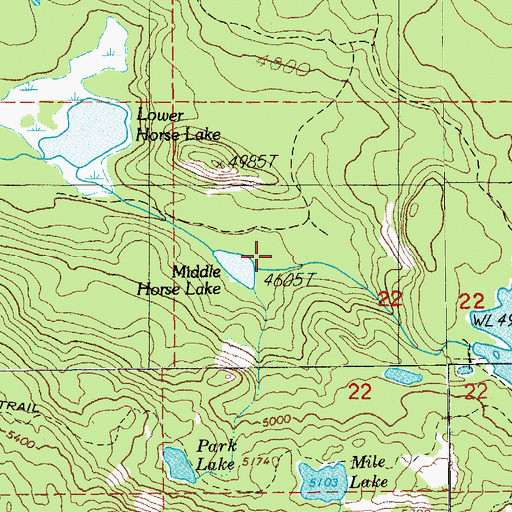 Topographic Map of Horse Lakes, OR