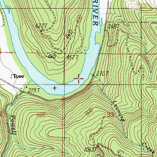 Topographic Map of Leonard Creek, OR