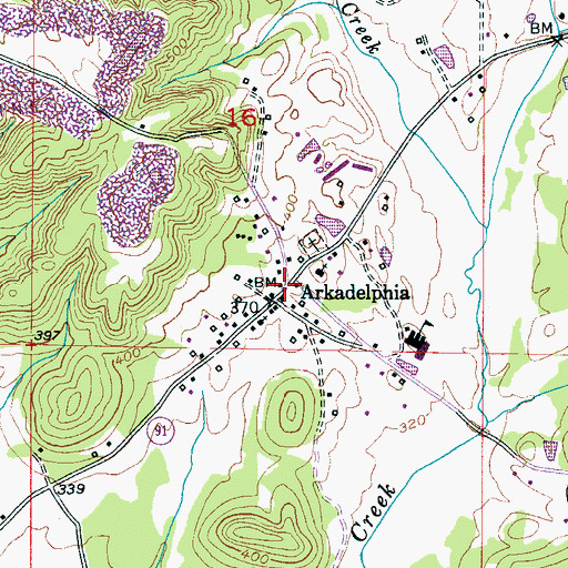 Topographic Map of Arkadelphia, AL