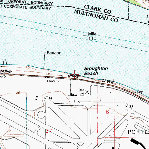 Topographic Map of Broughton Beach, OR