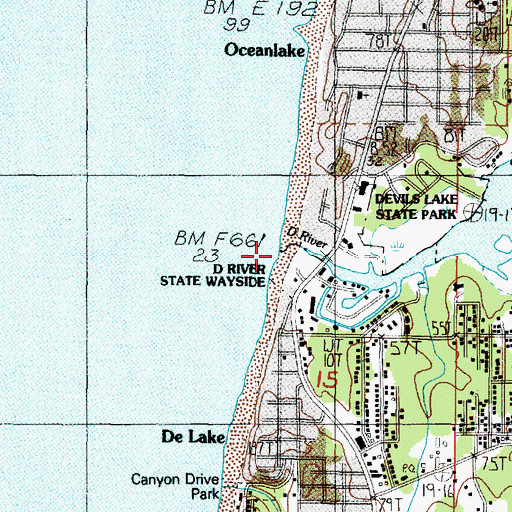 Topographic Map of D River, OR