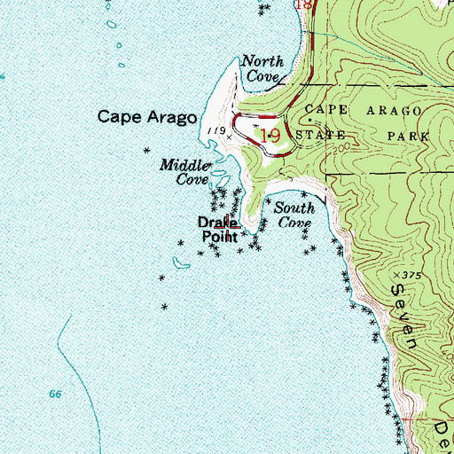 Topographic Map of Drake Point, OR