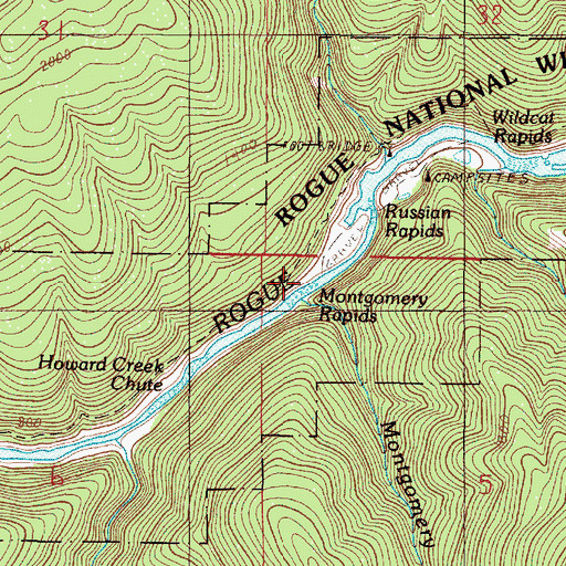Topographic Map of Montgomery Rapids, OR
