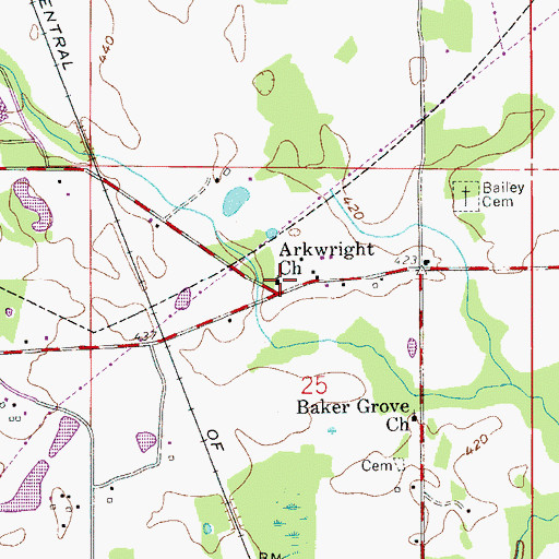 Topographic Map of Arkwright Church, AL