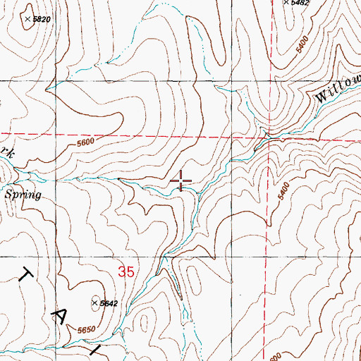 Topographic Map of North Fork Willow Creek, OR