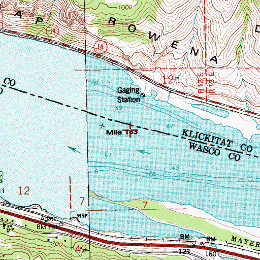 Topographic Map of Rowena Gap, OR