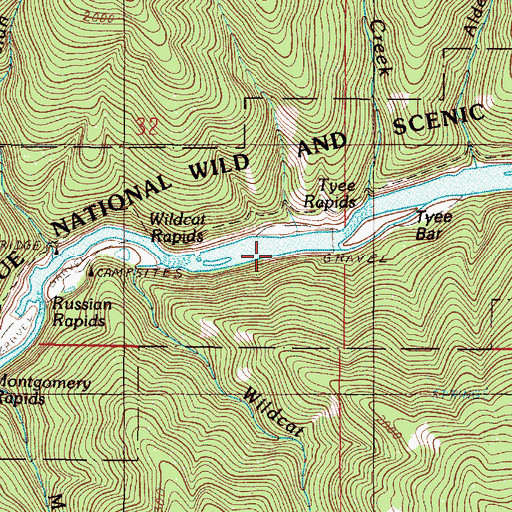 Topographic Map of Tyee Rapids, OR