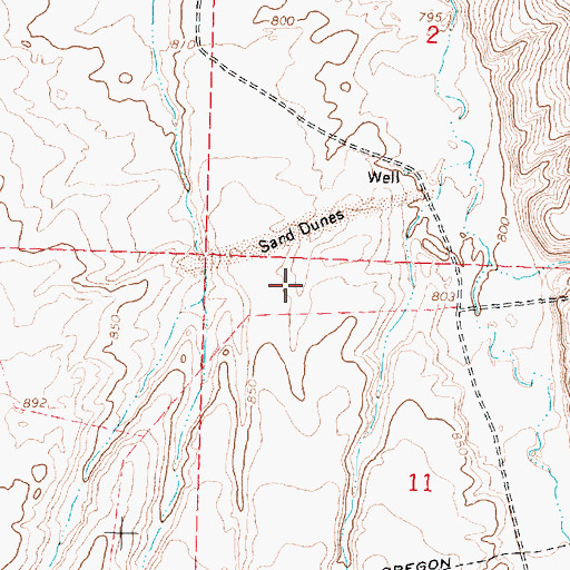 Topographic Map of Sand Hollow Battleground, OR
