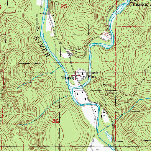 Topographic Map of Trask River County Park, OR