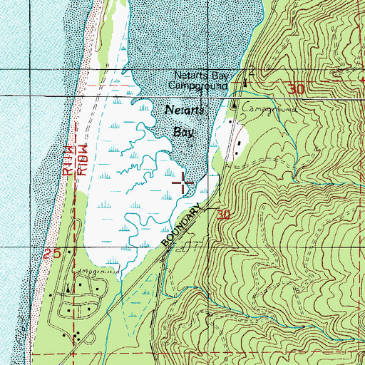 Topographic Map of Netarts Bay Campground, OR
