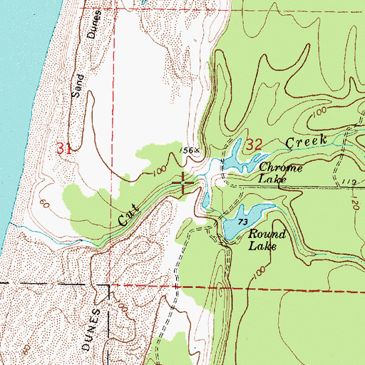 Topographic Map of South Branch Cut Creek, OR