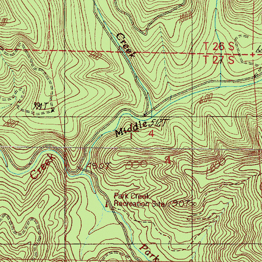 Topographic Map of Honcho Creek, OR