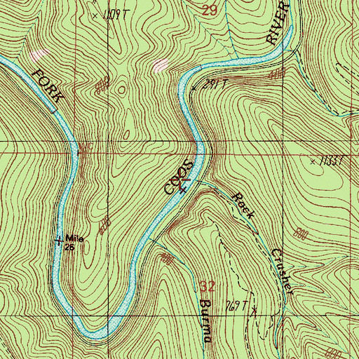 Topographic Map of Rock Crusher Creek, OR