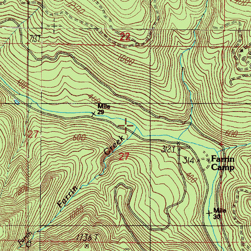 Topographic Map of Farrin Creek, OR