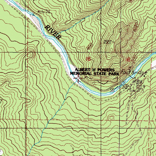 Topographic Map of Albert H Powers Memorial State Park, OR