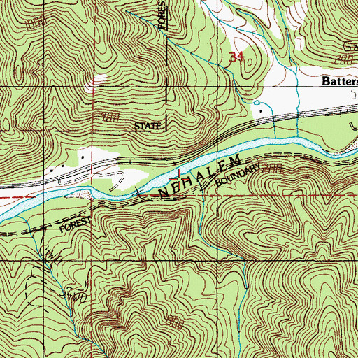 Topographic Map of Batterson Creek, OR