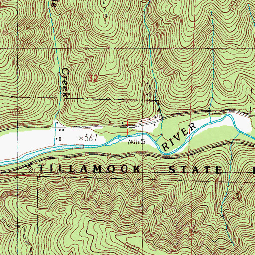 Topographic Map of Thomas Creek, OR
