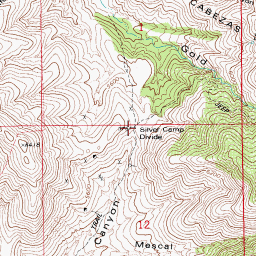 Topographic Map of Silver Camp Divide, AZ