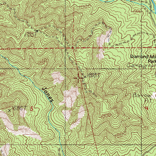 Topographic Map of Diamond Hill, OR