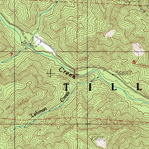 Topographic Map of Lehmam Creek, OR