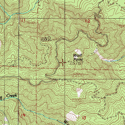 Topographic Map of Wolf Point, OR