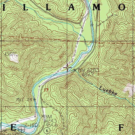 Topographic Map of Luebke Creek, OR