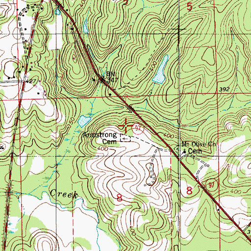 Topographic Map of Armstrong Cemetery, AL