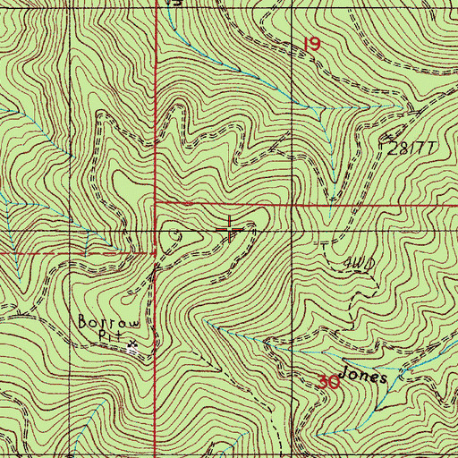 Topographic Map of Jones Creek, OR