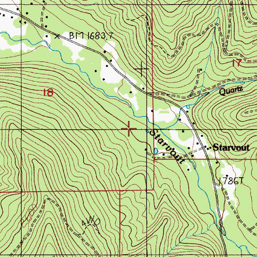 Topographic Map of Quartz Creek, OR