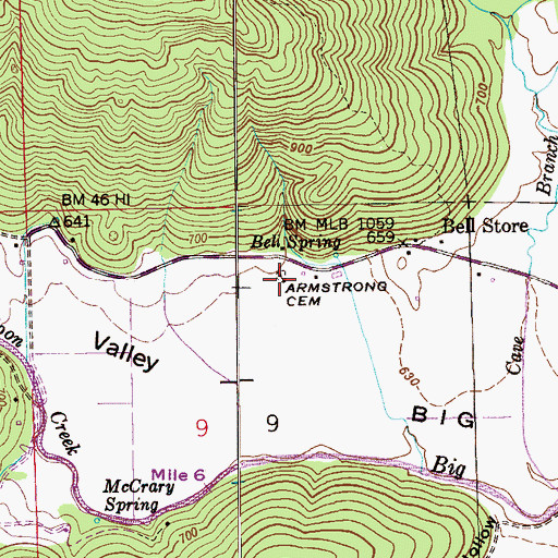Topographic Map of Armstrong Cemetery, AL