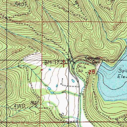 Topographic Map of Dark Creek, OR