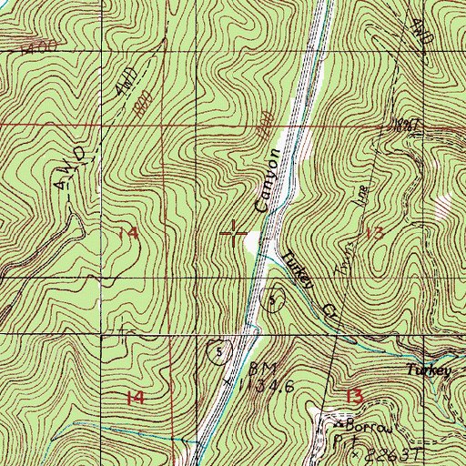 Topographic Map of Turkey Creek, OR