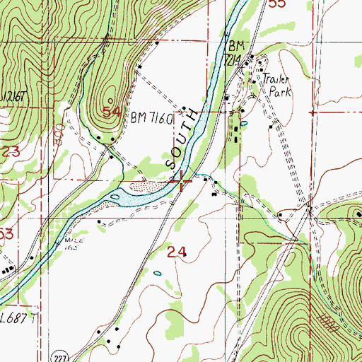 Topographic Map of Weaver Creek, OR