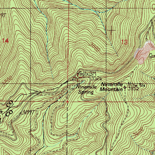 Topographic Map of Ninemile Camp, OR