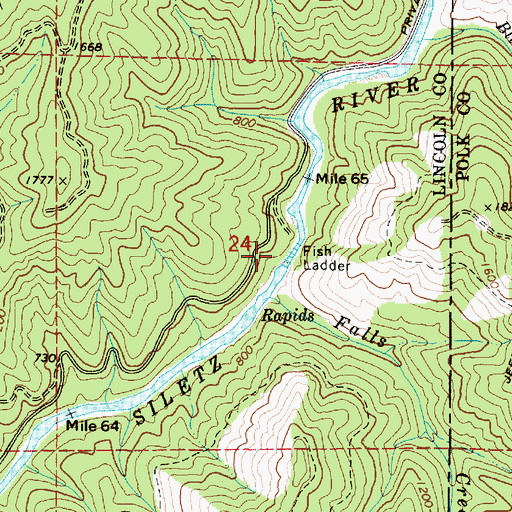 Topographic Map of Valsetz Falls, OR
