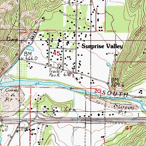 Topographic Map of Surprise Valley, OR