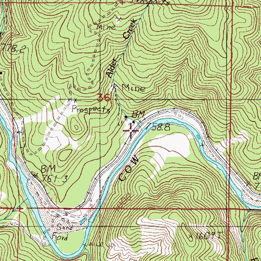 Topographic Map of Alder Creek, OR