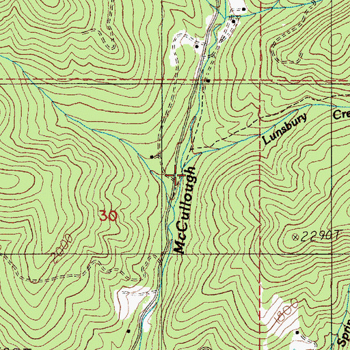 Topographic Map of Lunsbury Creek, OR