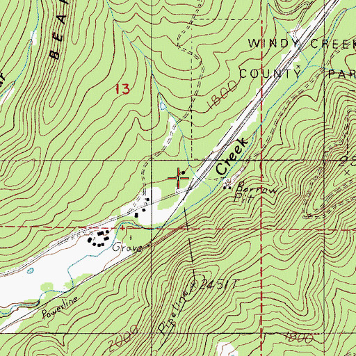 Topographic Map of Windy Creek County Wayside, OR
