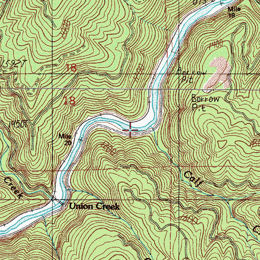 Topographic Map of Boulder Creek, OR