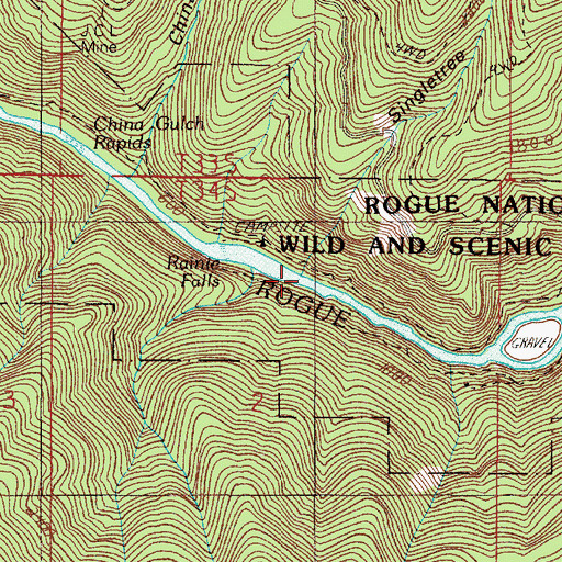 Topographic Map of Singletree Gulch, OR