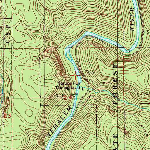 Topographic Map of Howard Rierson Spruce Run County Park, OR