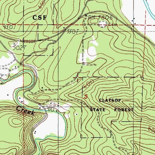Topographic Map of Cedar Creek, OR