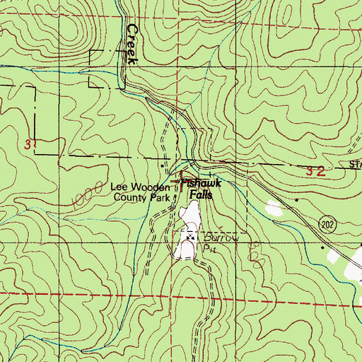 Topographic Map of Fishhawk Falls - Lee Wooden County Park, OR