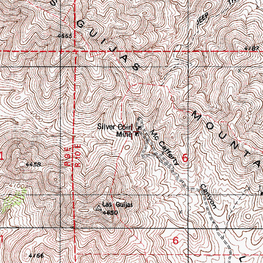Topographic Map of Silver Coin Mine, AZ